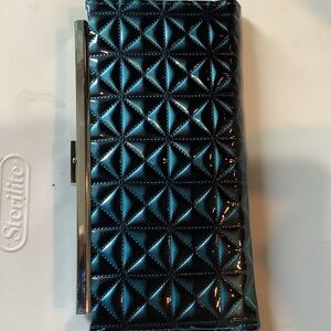 Quilted Blue Clutch Wallet